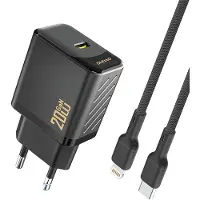 Dudao A26LEU Adapter 20Watt 1xUSB-C (1m USB-C to Lightning cable included) Sort