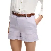 Superdry Superdrytil kvinder. W7110496A Shorts Mid Rise Linen lilac (32), Casual, Lilla, Linned