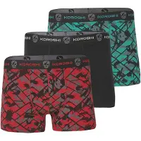 KOROSHI Boksershorts mørkegrå / smaragd / rød / sort
