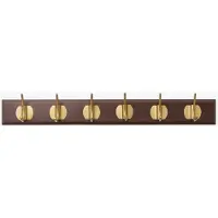 Nordal EDGY knagerække i træ | Brun med messing knager | 30 cm - 3 knager
