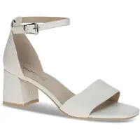Caprice Heeled sandal, white, made of Leather with Trapeze heel, Size 37
