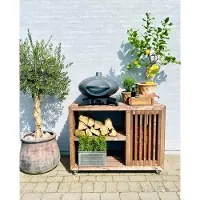 Kabeltromlen Luksus Grillbord med Gasflaskeskjuler | Brunbejdset | 52.5 cm / Uden Topplade / 120 cm