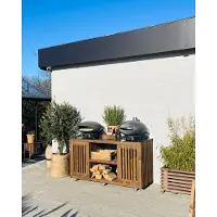 Kabeltromlen Luksus Grillbord med Dobbelt Gasflaskeskjuler | Brune traller | 65.5 cm / Med Topplade / 160 cm