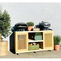 Kabeltromlen Luksus Grillbord med Dobbelt Gasflaskeskjuler | Nye traller | 65.5 cm / Uden Topplade / 215 cm