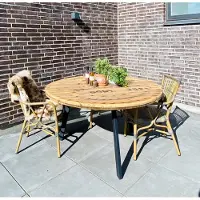 Kabeltromlen Havebord af Kabeltromle | Sort Stålstel | Ø95-100 / Udendørs Olie