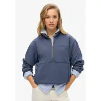 Superdry Superdrytil kvinder. W2012312A Sweatshirt med halv lynlås og essentielt logo, blå (L), Casual, Bomuld