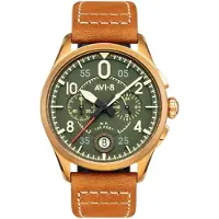 Avi-8 Herreur AV-4089-02 Spitfire Grøn/Læder Ø42 mm