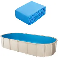 Vevor Oval Poolliner, 24 x 12,3 fod, Svømmepoolliner, Standard Gauge, Holdbar Vinyl Poolliner, Overlapningsstil, Poolliner Udskiftning til 52 tommer væghøjde over jorden swimmingpool, Ensfarvet