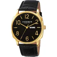 Akribos XXIV Herreur AK801YG Classic Sort/Læder Ø42 mm
