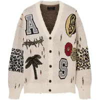 AllSaints Cardigan 'FOXX' gul / mørkegrøn / sort / naturhvid