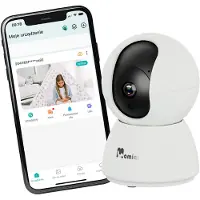 Momini KiddLok Baby Monitor with Night Light Two-Way Communication 1080p Wi-Fi White