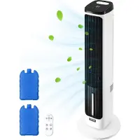 Vevor tårnventilator, 23,3ft/s hastigheds- og støjsvag gulvventilator, 70° oscillerende ventilatorer til indendørs brug med 9 hastigheder, 4 tilstande, 24 timer, bærbar stående bladløs ventilator med