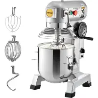 Vevor Commercial Stand Mixer, 15Qt rustfri stål skål, 850W Heavy Duty elektrisk madmixer med 3 hastigheder Justerbar 113/184/341 RPM, Piskeris med dejkrog inkluderet, perfekt til bagerpizzeria