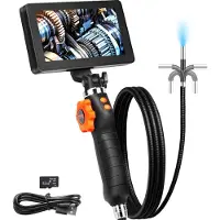 Vevor Artikulerende endoskopkamera med lys, tovejs artikuleret endoskopinspektionskamera med 6,4 mm lille linse, 5" IPS 1080P HD-skærm, 8x zoom, 8 LED-lyskamera til bil, VVS (1,4 m)