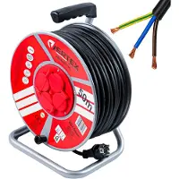 VERTEX PB50METAL Forlængerkabel 50 m 3x2,5 mm 3000 W IP44 Sort