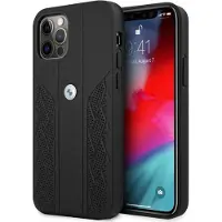 BMW Curve Perforate-etui i læder til iPhone 12 Pro Max - Sort