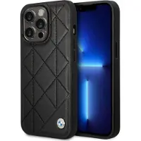 BMW Etui BMHCP14L22RQDK iPhone 14 Pro 6,1" sort/sort Quiltet læder