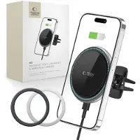 Tech-Protect A2 magnetisk bilholder til luftventil / trådløs Qi-oplader 15W - MagSafe-kompatibel - sort