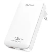 Dudao A65Q 65W GaN Travel Wall Charger USB-A / USB-C PD Ultra-Thin EU / US - White