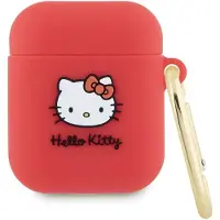Hello Kitty silikone 3D Kitty Head-etui til AirPods 1/2 - fuchsia