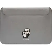 Karl Lagerfeld Saffiano Karl&Choupette taske til en 16" laptop - sølv
