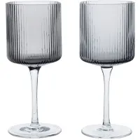 Ferm Living Ripple hvidvinsglas 26 cl 2-pak Smoked grey