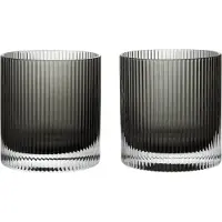 Ferm Living Ripple tumbler glas 25 cl 2-pak Smoked Grey