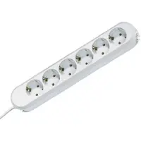 Bachmann stikkontakt SMART 6-vejs, hvid 3,0 m, uden afbryder