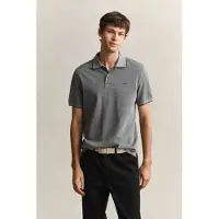 Gant Ganttil mænd. 2014102 Tofarvet grå poloshirt (S), Casual, Bomuld, Korte ærmer