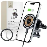 Tech-Protect MM15W-V5 Car Phone Holder with MagSafe 15W Inductive Charger for Air Vent - Black