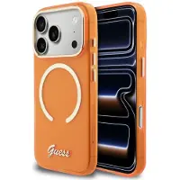 GUESS IML Script Metal MagSafe-etui til iPhone 17 Pro - Orange