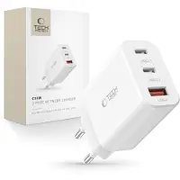 Tech-Protect Network 30W vægoplader m. 2x USB-C & 1x USB-A - hvid
