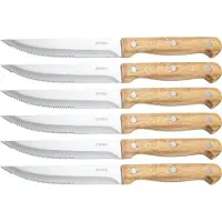 Dorre BBQ steakkniv Rustfrit stål, 6-pak, trææske akacie, 22,5x2 cm