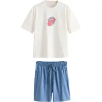 Next Pyjamas kort 'The Rolling Stones' navy / turkis / hindbær / hvid