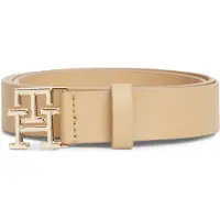 Tommy Hilfiger Bælte 'TH Monogram Plaque Buckle' beige