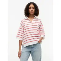 Tommy Hilfiger Shirts 'Oversized Fit Stripe' rød / hvid