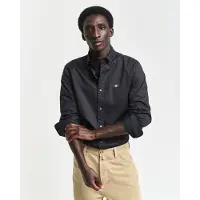 Gant Ganttil mænd. 3000102 Klassisk poplinskjorte Slim Fit sort (M), Casual, Party, Bomuld, Lange ærmer, Bæredygtig