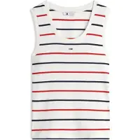 Tommy Hilfiger Overdel 'Slim Tank' lysebeige / natblå / blodrød