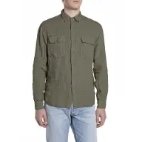 Replay Replaytil mænd. M4147.000.81388B Beige Regular Fit hørskjorte (L), Casual, Linned, Lange ærmer