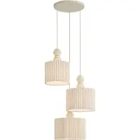 QAZQA Japandi Pendellampe Beige med linnedskærm 3-Lys - Fedde
