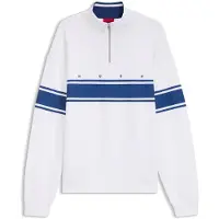 HUGO Sweatshirt i bomuld med lynlås i halsen og stribet print