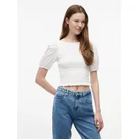 Tommy Hilfiger Bluse 'Smock Slim Short Sleeve Blouse' hvid