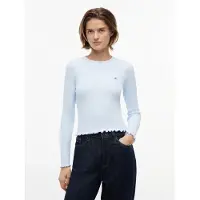 Tommy Hilfiger Shirts 'Ruffle Slim Long Sleeve' himmelblå