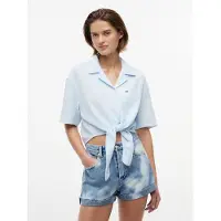 Tommy Hilfiger Bluse 'Crinkle Front Short Sleeve' lyseblå