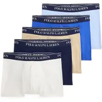 Ralph Lauren Polo Ralph Laurentil mænd. 714864292027 Sæt med 5 klassiske multifarvede boksershorts i elastisk bomuld (XXL), Afslappet, Flerfarvet