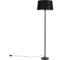 QAZQA Gulvlampe sort med linnedskærm sort 45 cm - Simplo