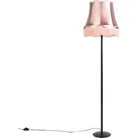 QAZQA Retro gulvlampe sort med mormorslampeskærm pink 45 cm - Simplo