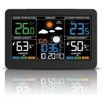 Mtp Products Vejrstation med dansk sprog og stort farvedisplay - sort