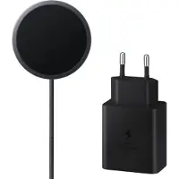 Samsung Magnet trådløs oplader og 45W USB-C strømadapter EP-P2900TBEGWW - Sort