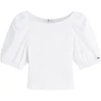 Tommy Hilfiger Bluse 'Smock Slim Short Sleeve Blouse' hvid